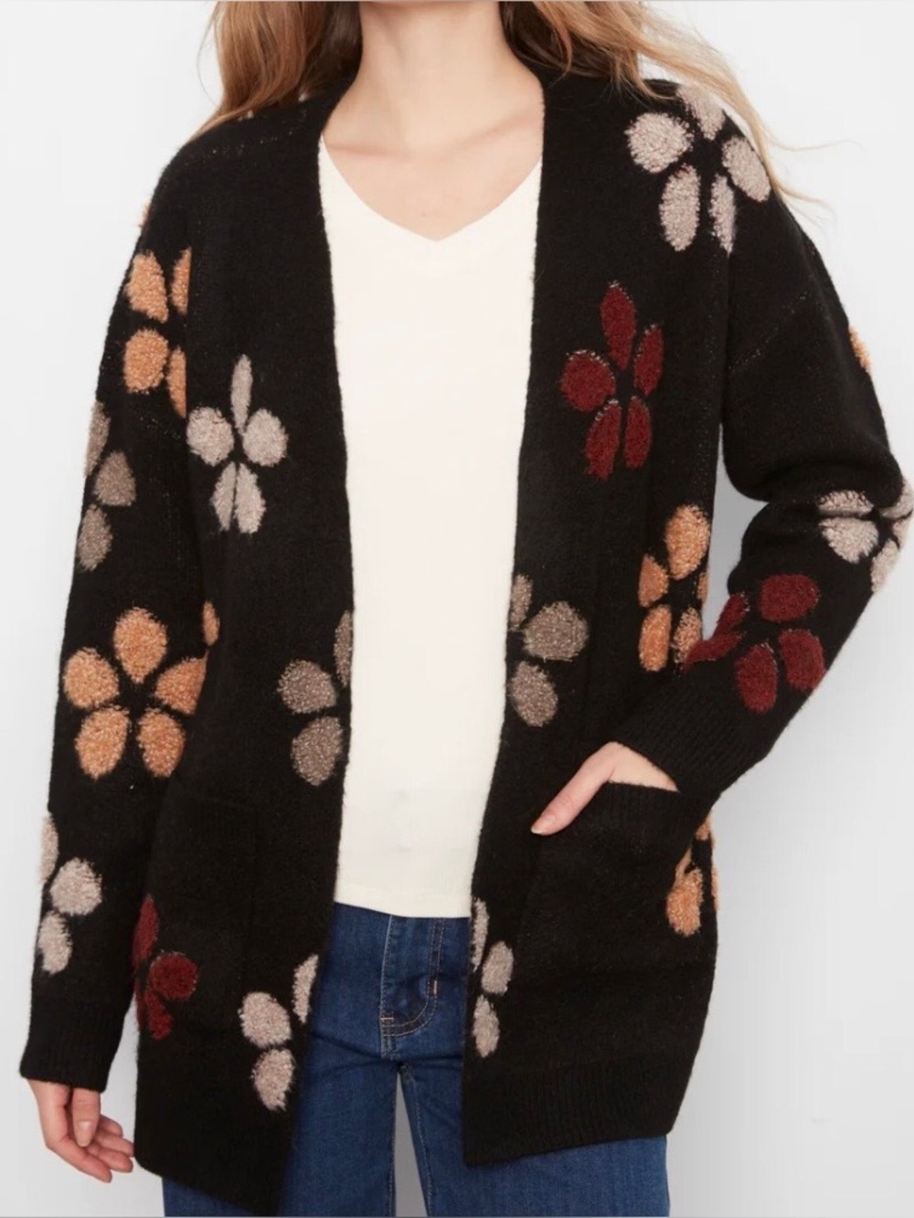 NWOT Charlie B Flower Boucle Cardigan